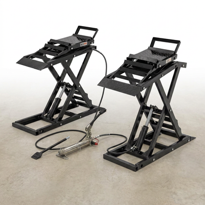 Car Lift Ramps Designed for Home Garage Use, 3,000 Lb Capacity, Hydraulic Foot Pedal, Steel Construction