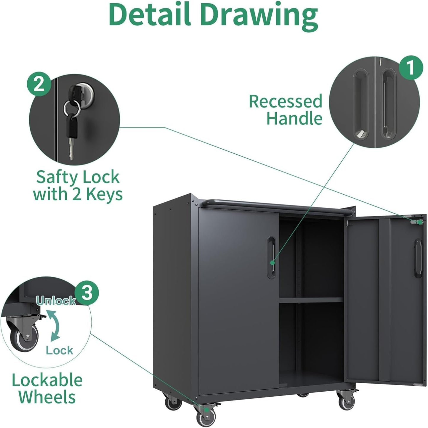 All-In-One Modular Garage Cabinet Set for Ultimate Workshop Organization | 10-Piece Heavy Duty Steel | Easy Assembly Garage Storage Cabinets & Tool Bench (Black)