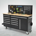 Rolling Tool Chest Built for Heavy Duty Storage, 61-Inch Width, 10 Drawers, Rubber Wood Top, 1675 LB Load