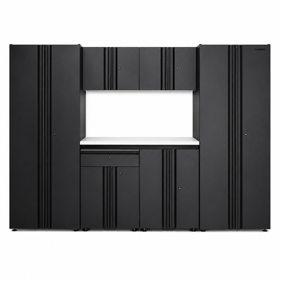 Garage Storage System Regular Duty 7-Piece Welded Steel in Black (109 in. W x 75 in. H x 19.6 in. D)