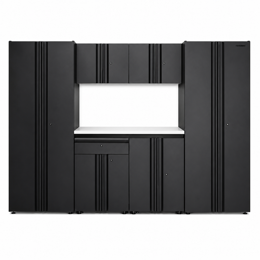 Garage Storage System Regular Duty 7-Piece Welded Steel in Black (109 in. W x 75 in. H x 19.6 in. D)