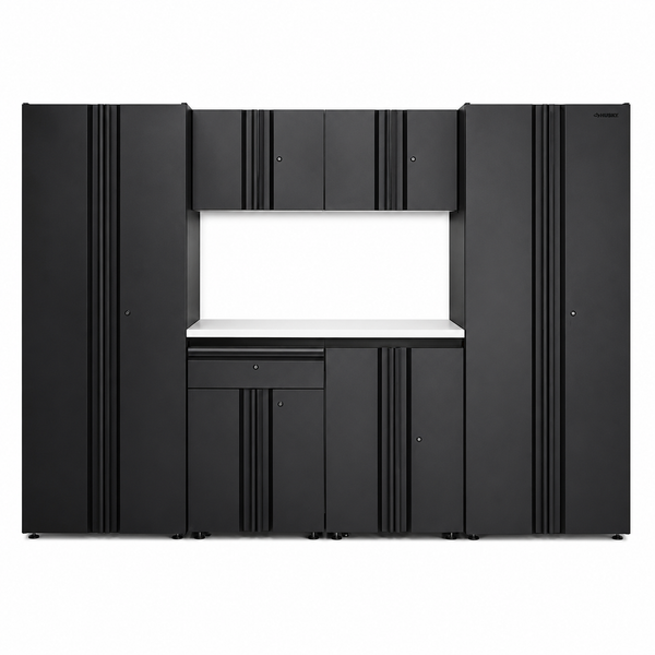 Garage Storage System Regular Duty 7-Piece Welded Steel in Black (109 in. W x 75 in. H x 19.6 in. D)