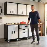 Garage Cabinet System | Heavy Duty Steel All-In-One Modular Garage Cabinet Set for Ultimate Workshop Organization | Easy Assembly Garage Storage Cabinets & Tool Bench — Lifestyle