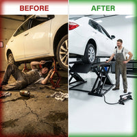 Hydraulic Car Lift with Ramp - 3,000 Lb. per Pair Capacity — Before & After