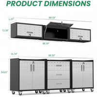 Heavy Duty Garage Cabinet System Built to Organize Workshops, Modular Steel, Easy Assembly, Tool Bench